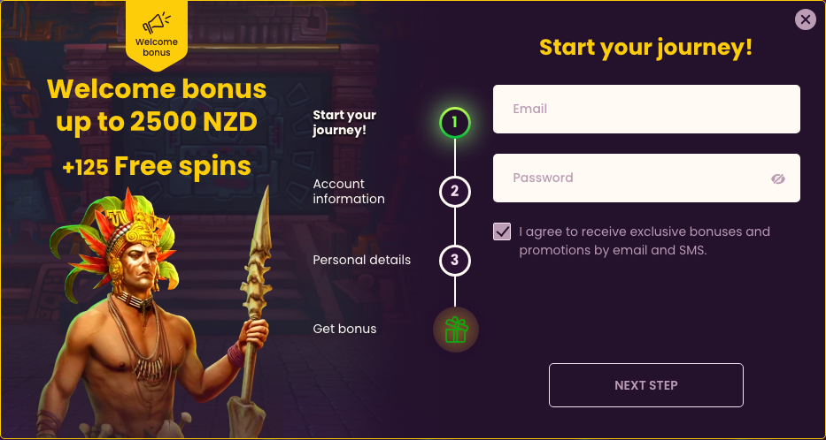 Bizzo Casino New Zealand registration form